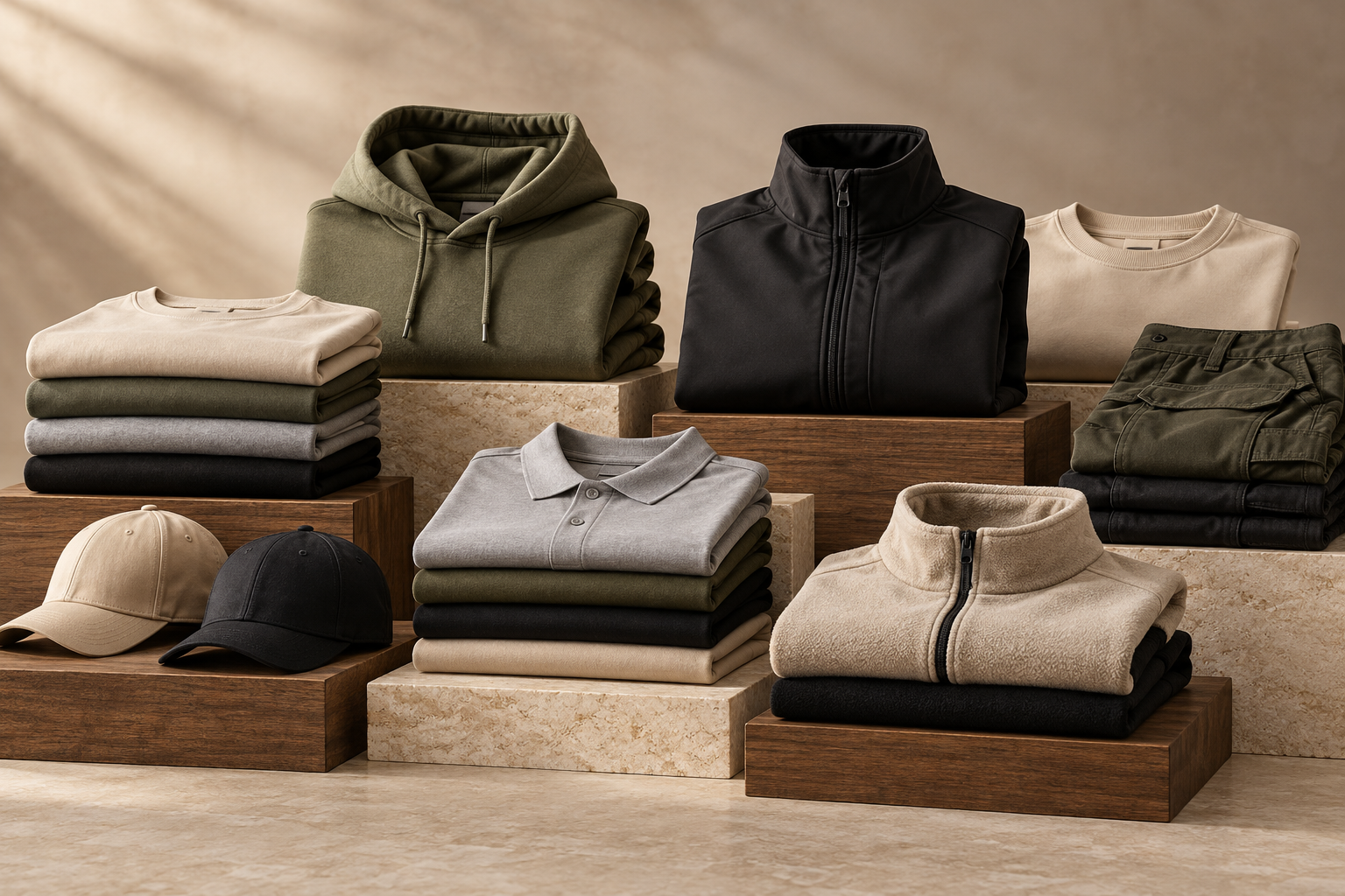 cenário minimalista de roupa neutra